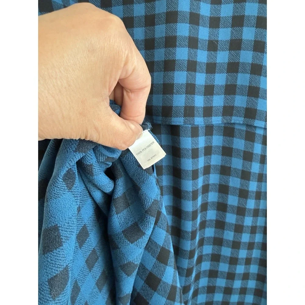 J.Jill Women's Blue Black Buffalo Check Plaid Layered Size XL Shirt‎ Dress Tunic